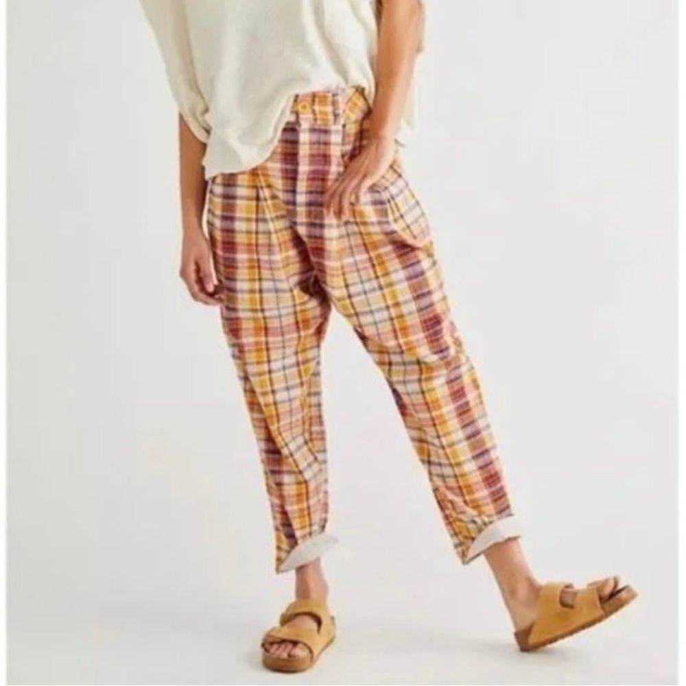 Free People Multicolor Plaid Ankle Pants